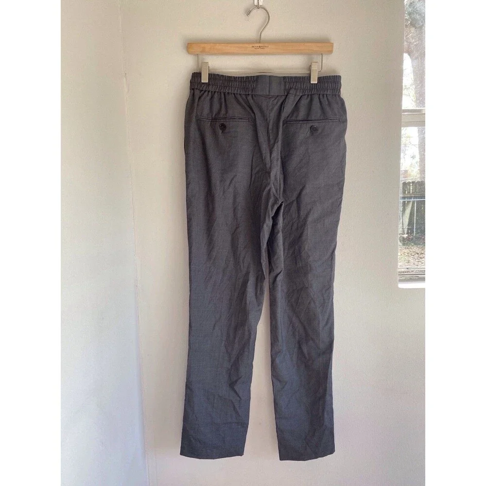 Spier & Mackay Men’s 100% Wool Slim Trousers with Drawstrings Grey lightweight